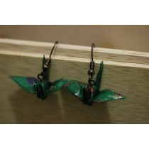 Ohrringe "ORIZURU" Grün mit Mari - Origami Kranich