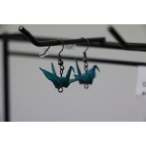 Ohrringe "ORIZURU" Smaragdgrün - Origami Kranich